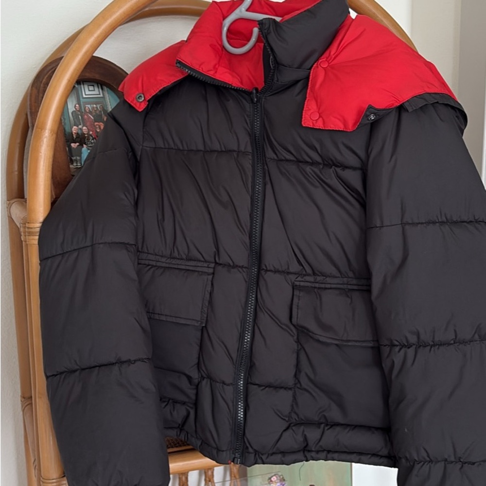 Black and Red Puffer Jacket